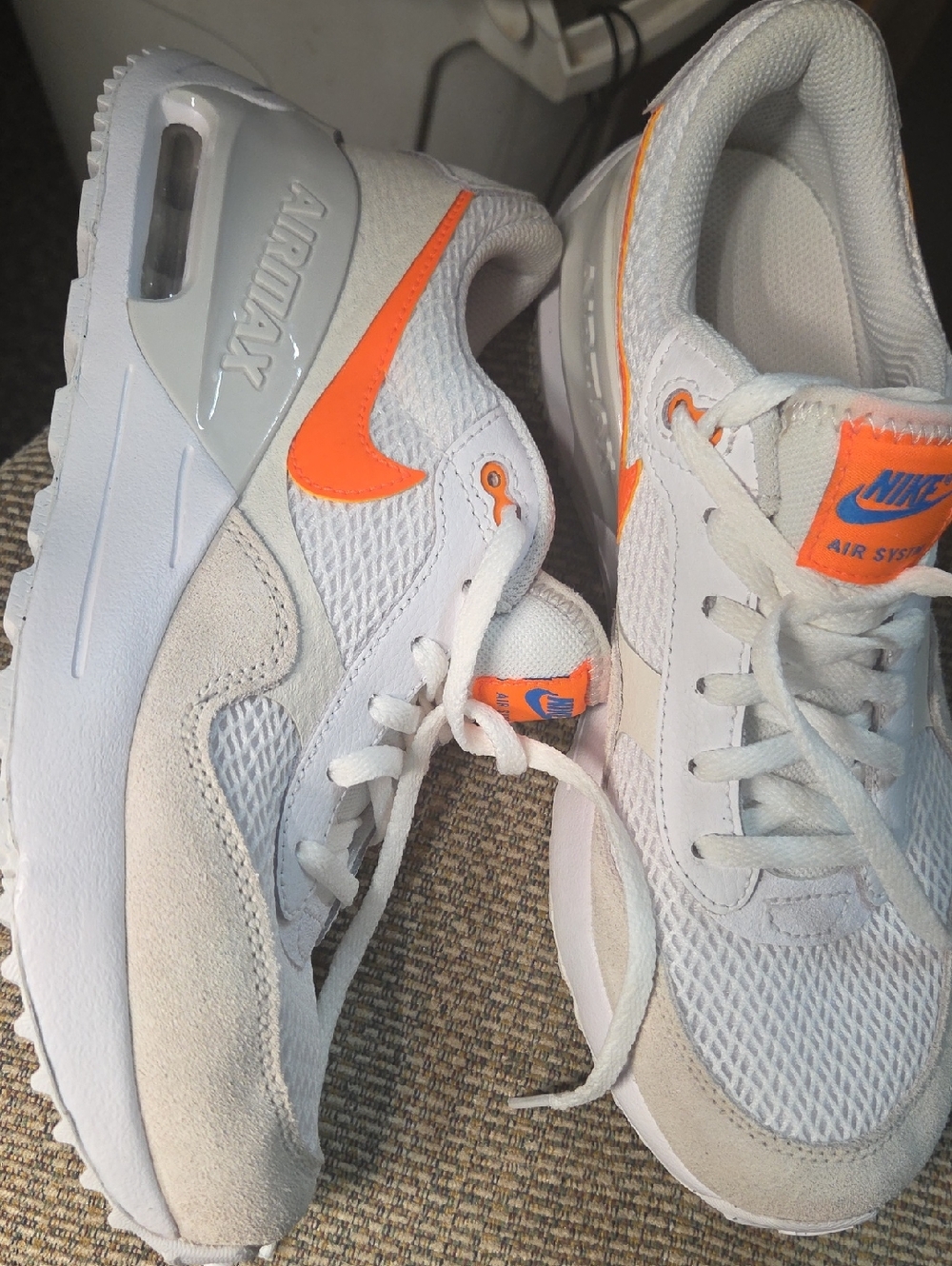 Nike Kids White and Orange Air Max Sneakers